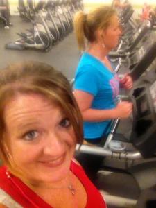 Here you see me and the roomie doing the treadmill thing one evening. Selfies are fun.